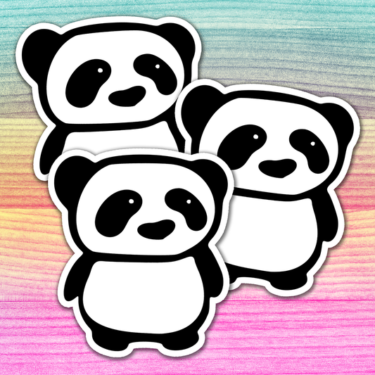 Panda Stickers - Waterproof Decal Sticker Pack Black & White Pandas