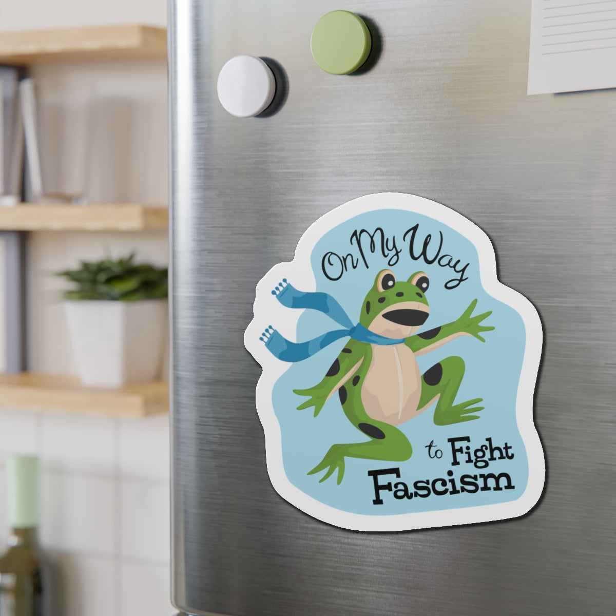 Activist Frogs Die-Cut Magnet, Inflatable Frog Blow Up Costume, Funny Political Humor, Leftist Liberal Anti-Fascist Fridge Car Magnets