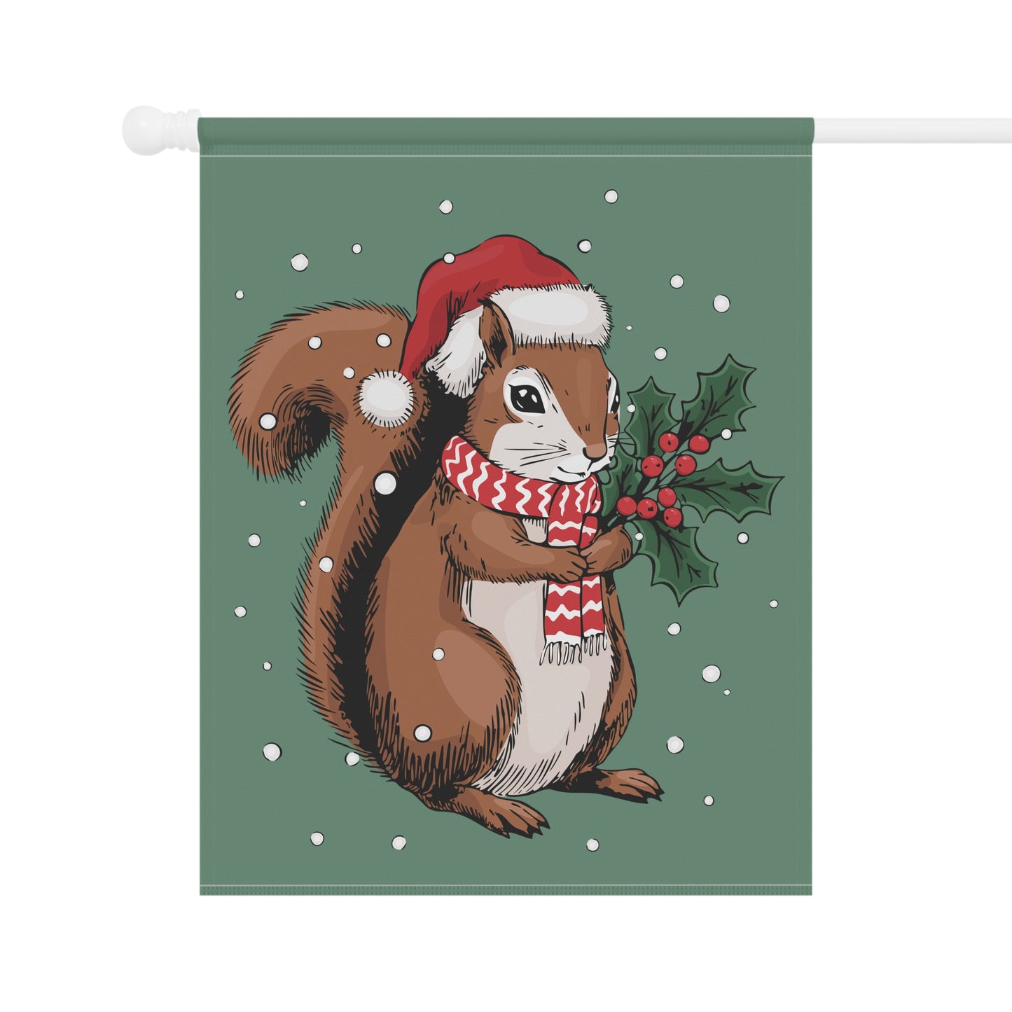Santa Squirrel Garden Flag, Christmas Decor Yard Banner, Holiday Decorations, Xmas Squirrels Outdoor Flags