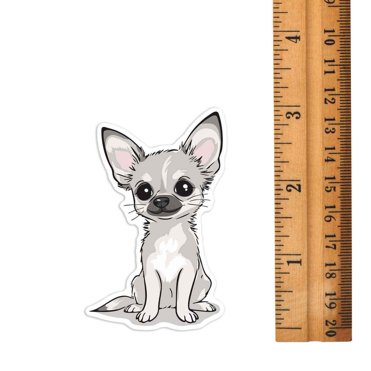 3" White Chihuahua Puppy Dog Sticker - Waterproof, Fade-Resistant Vinyl Decal Stickers Short Coat Chihuahuas Dogs