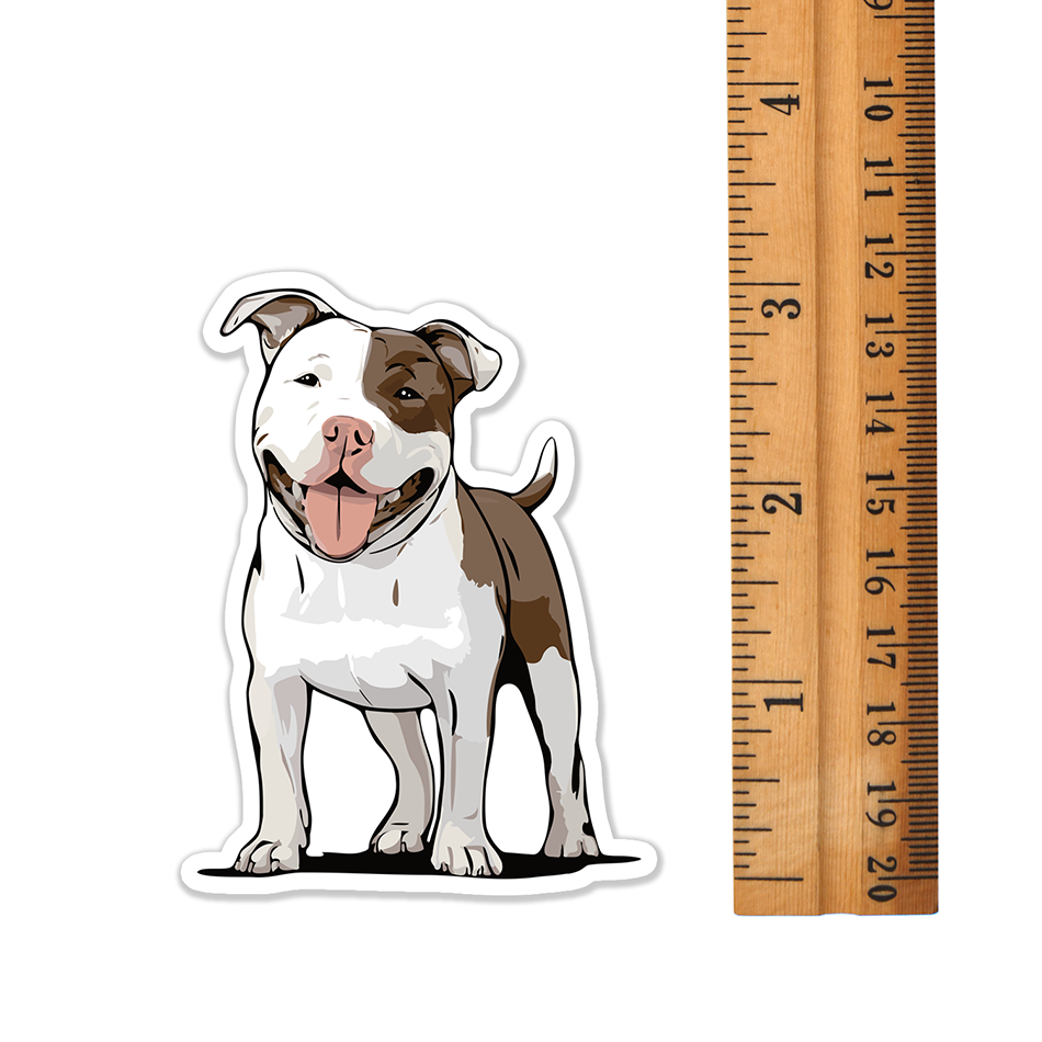 Pit Bull Terrier Dog Sticker - 3" Pitbull Vinyl Decal Stickers White & Brown Dogs Waterproof Pittie Decals