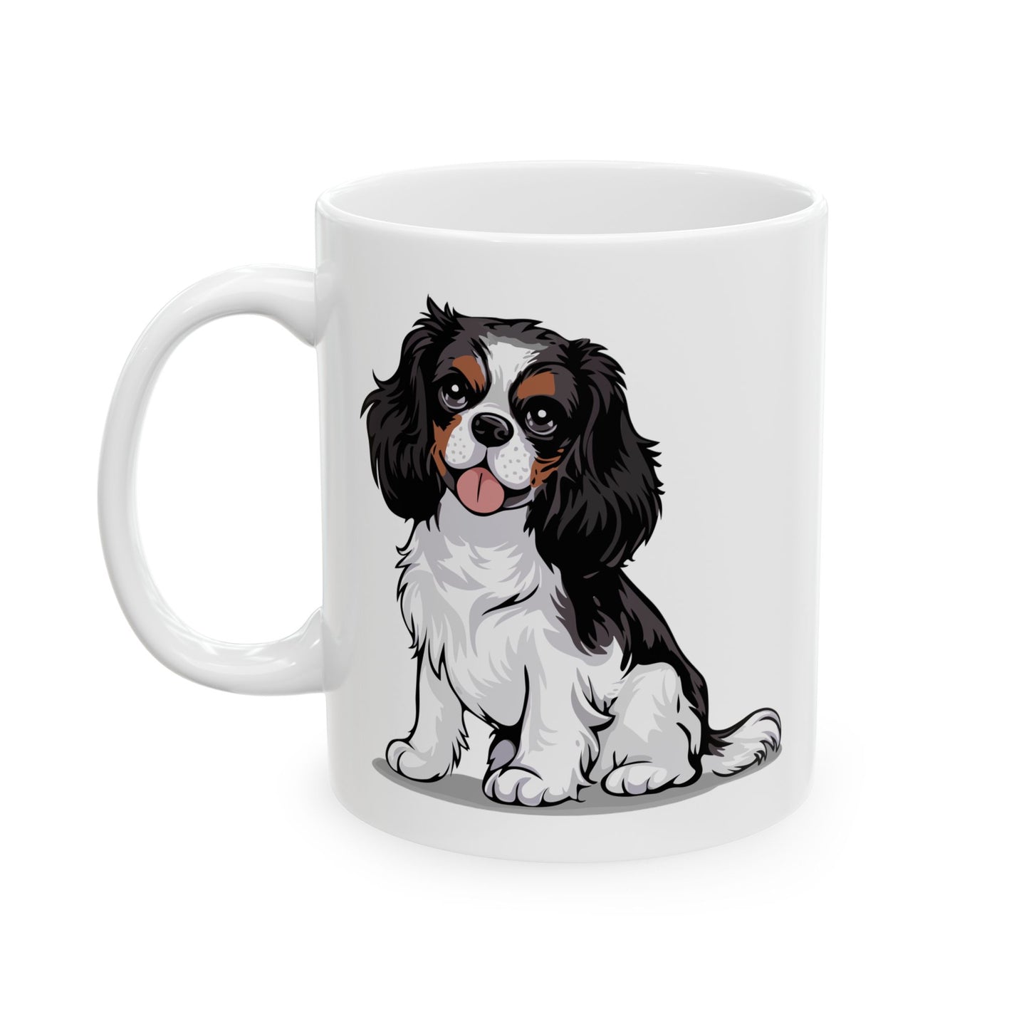 Charlie Cavalier King Charles Spaniel Dog White Ceramic Mug 11oz with Pet Dog Cavalier Puppy Print