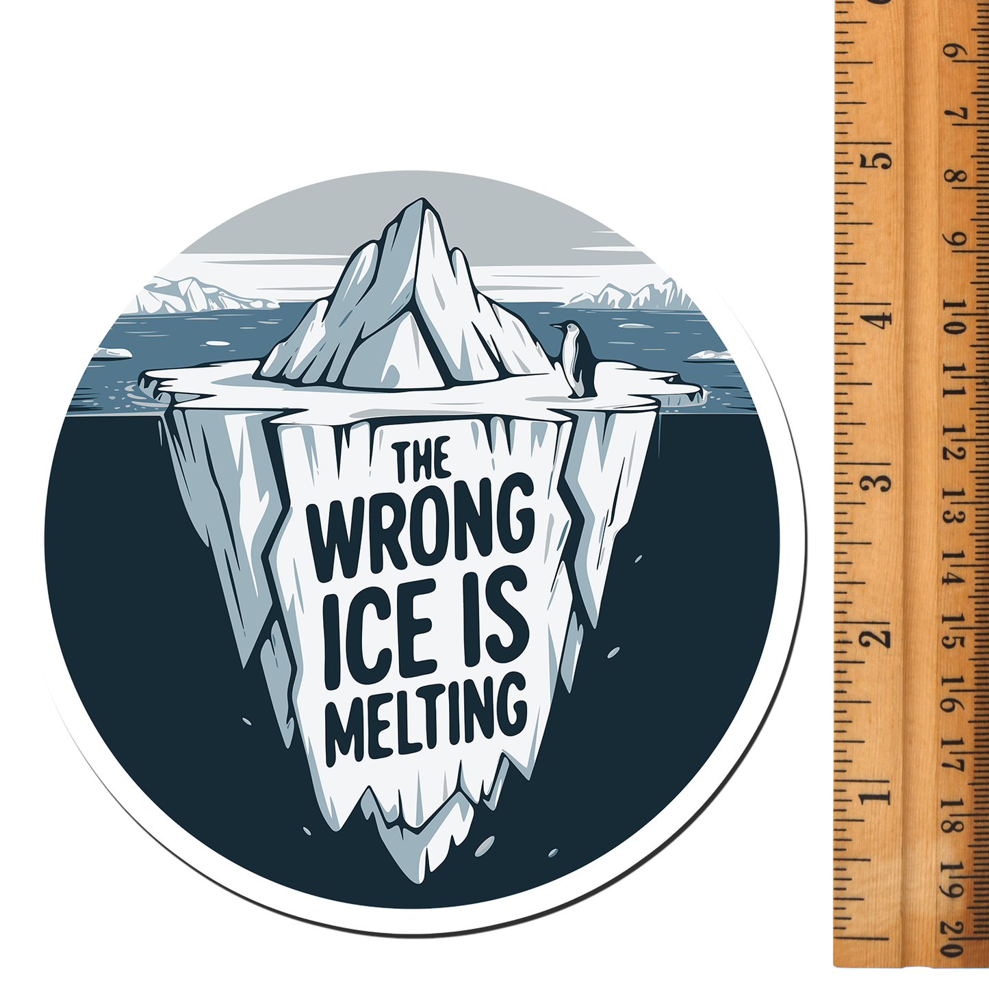 Wrong Ice Is Melting Die Cut Magnet - 5" Funny Political Magnets, Leftist Liberal, Abolish I.C.E. Climate Change Activist Car Fridge