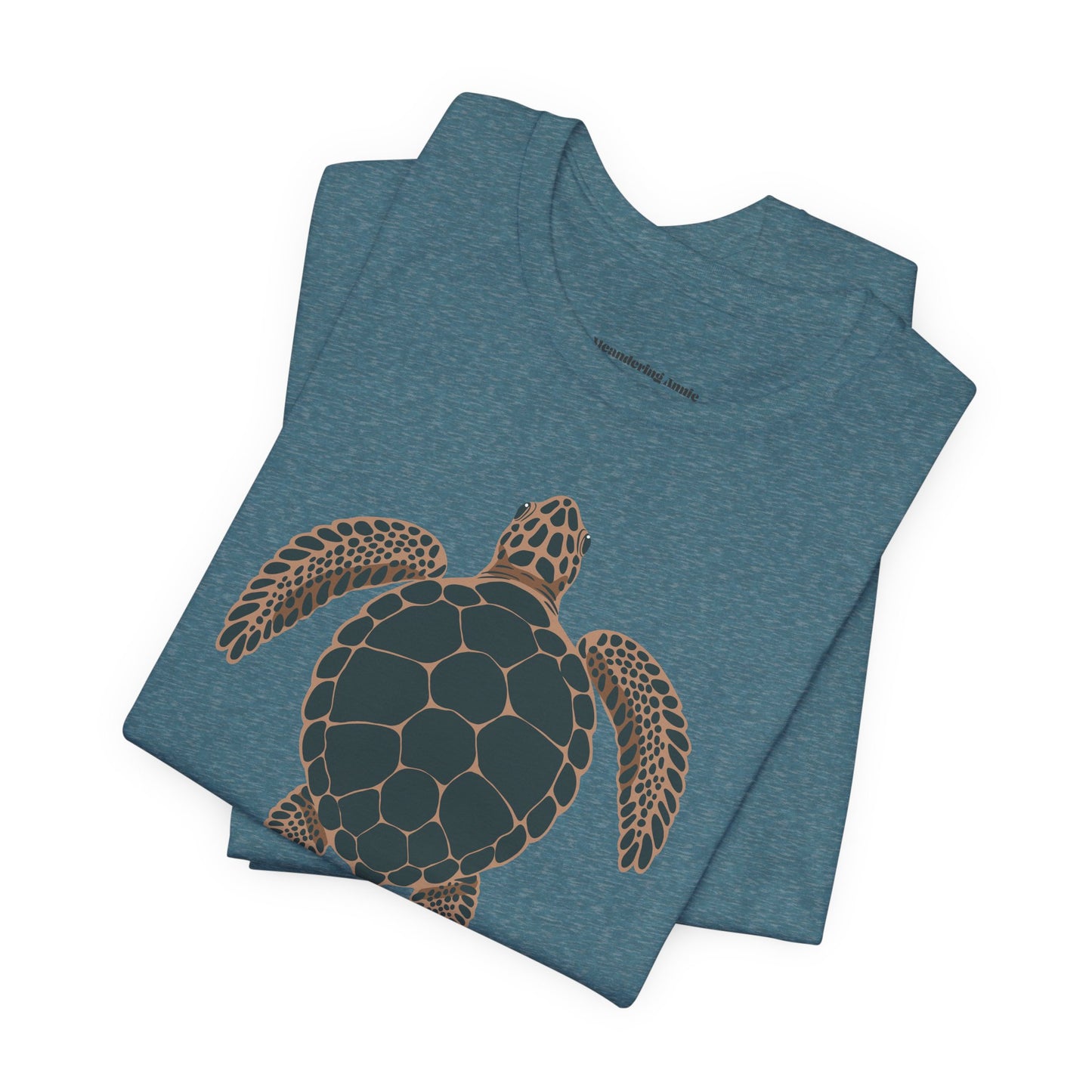 Sea Turtle Illustration Tee | Tropical Coastal Ocean Life, Turtles Design Beach T-Shirt, Cotton Unisex Marine Animals Tees