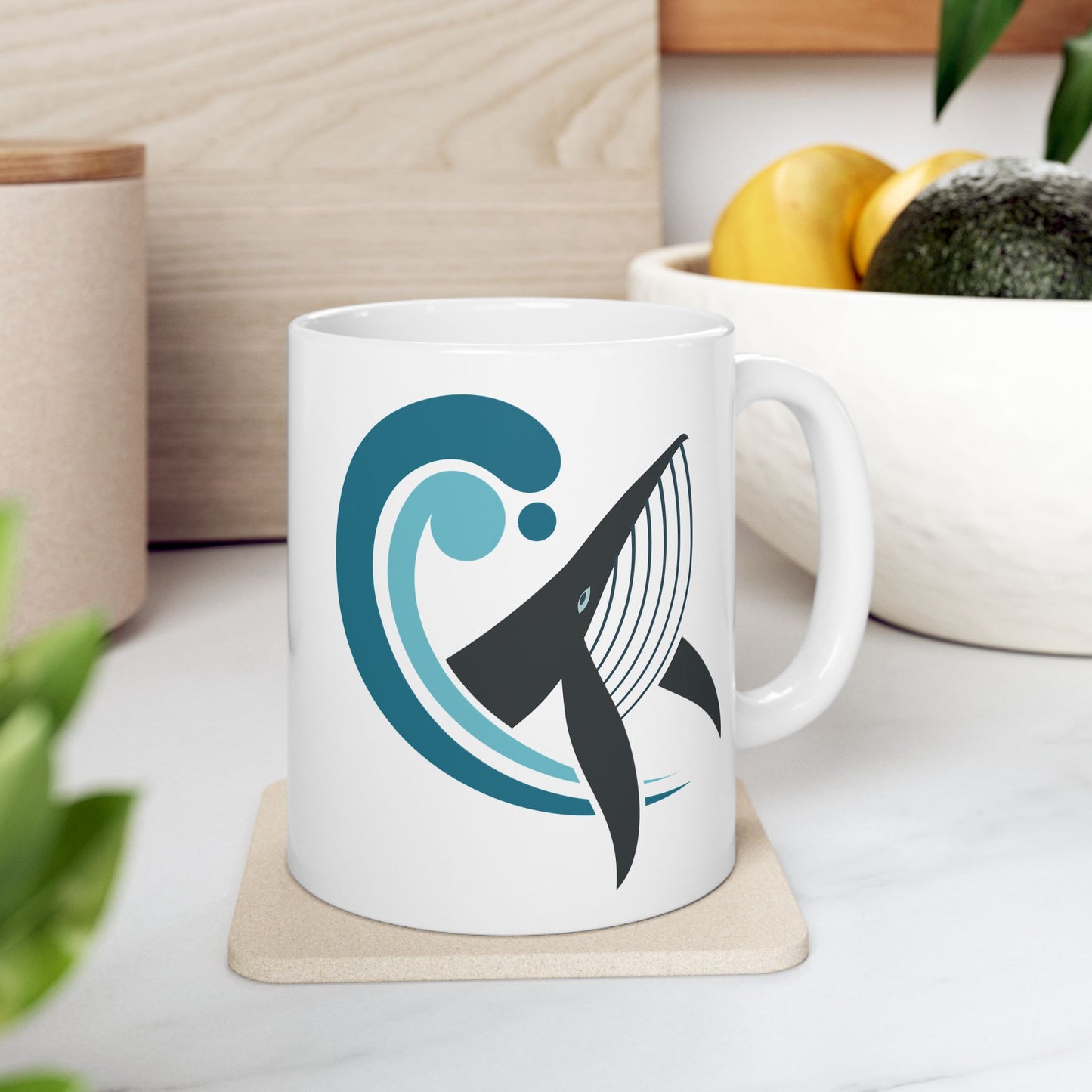 Majestic Whale Sea Marine Animal Ceramic Coffee Tea Mug 11oz Coffee Cup with Whale Design