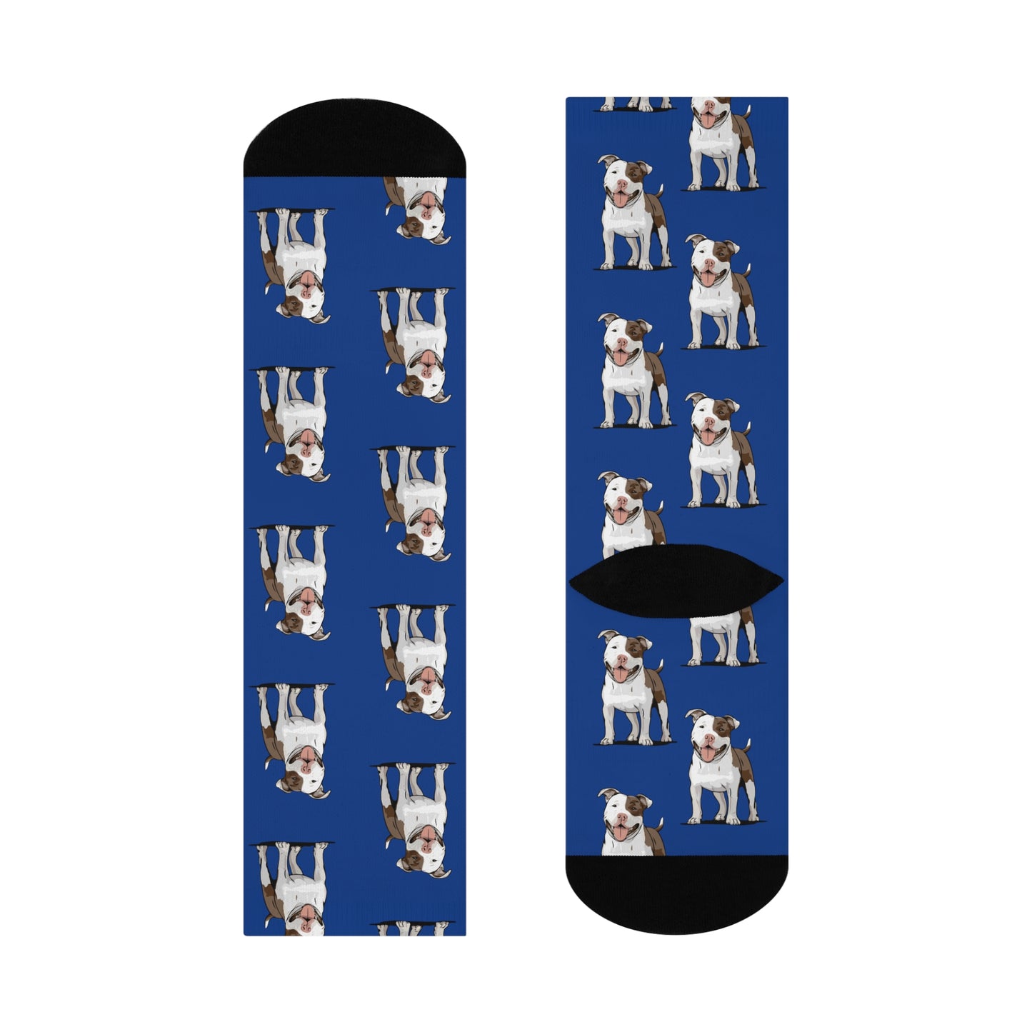 Ollie Dog Blue Cushioned Crew Socks with Cute Pitbull Dog Pet Pattern Green Dogs Print Mens Womens Unisex Socks One Size
