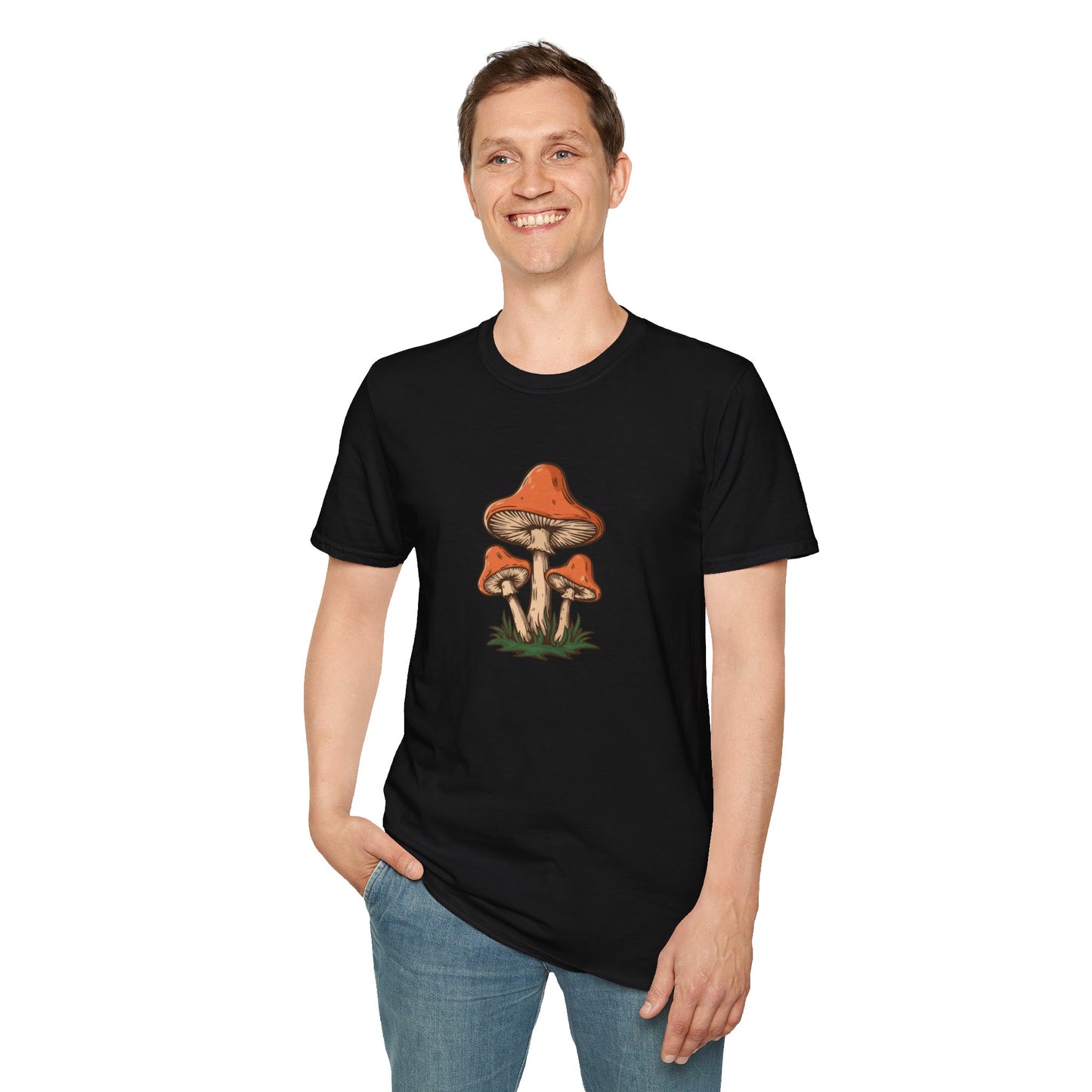 Retro Mushroom Soft T-Shirt - Unisex Softstyle T-Shirt Mens Womens Soft Tee