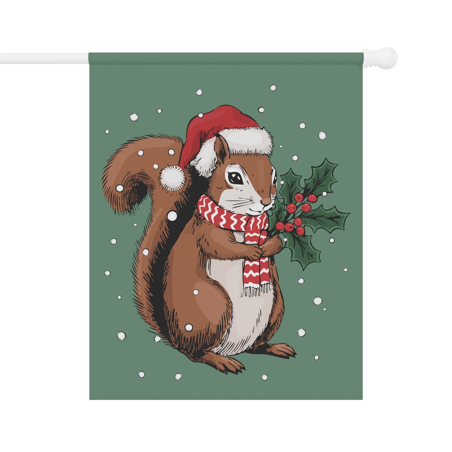 Santa Squirrel Garden Flag, Christmas Decor Yard Banner, Holiday Decorations, Xmas Squirrels Outdoor Flags
