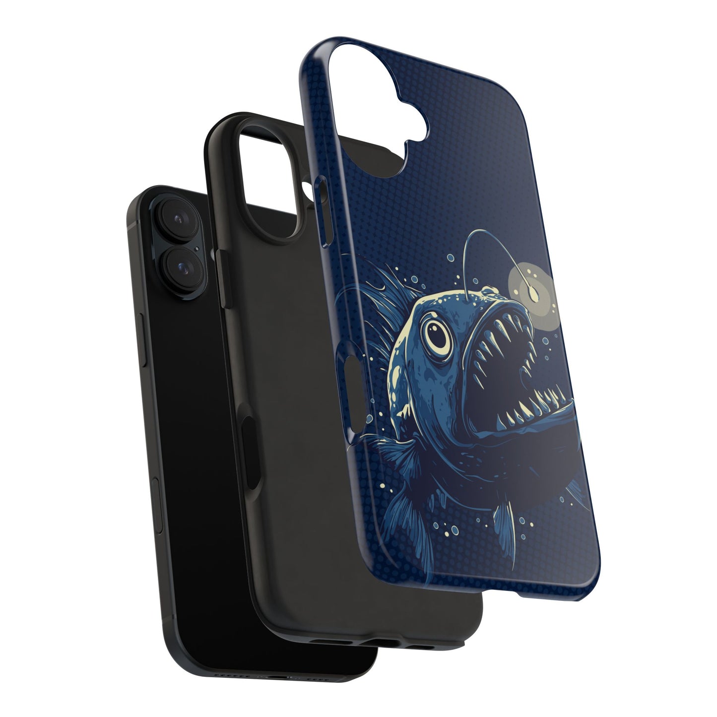 Deep Sea Anglerfish Cell Phone Case, Angler Fish Nautical Dark Ocean Marine Life Tough Phone Cases