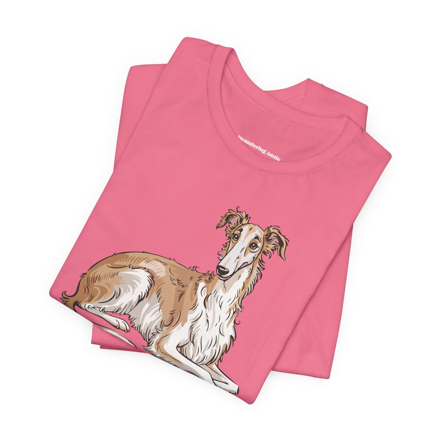 Borzoi Dog Tee | Russuan Hunting Sighthound Dogs Illustration T-Shirt, Cotton Pet Owner Apparel Unisex Shirts