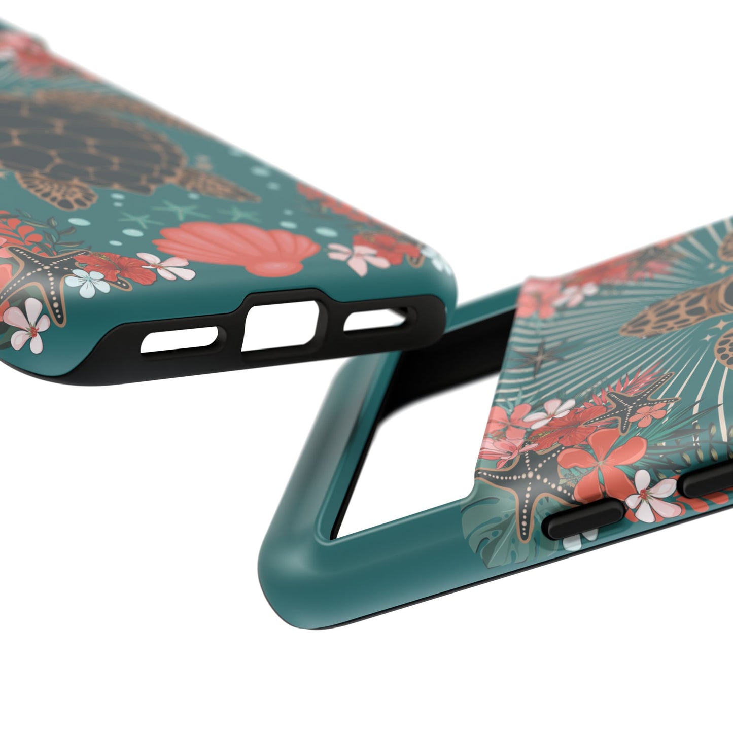 Sea Turtle Illustration Phone Case | Ocean Turtles Coral Floral Pattern Cell Phone Cases - Iphone, Google Pixel, Samsung - Matte Finish