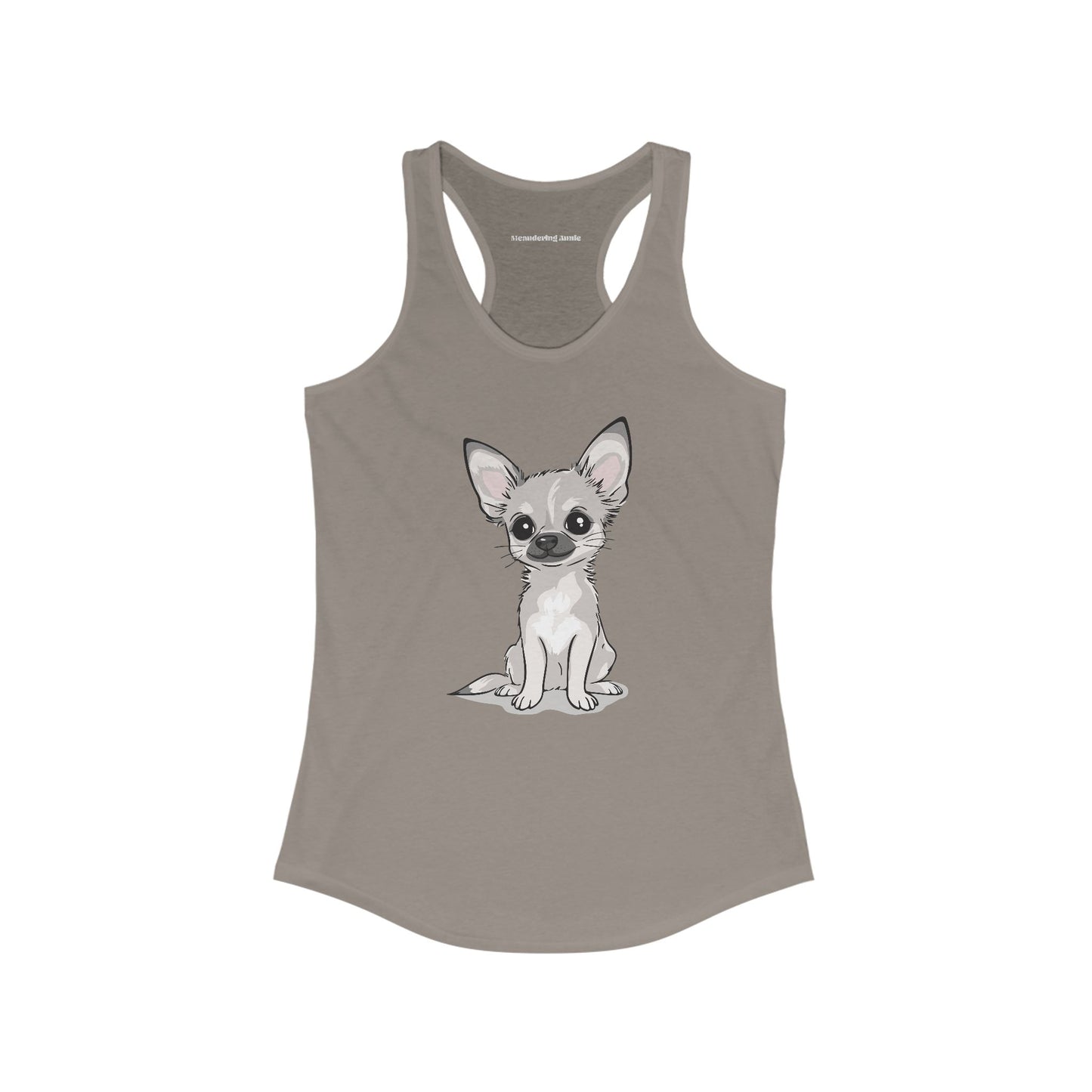 White Chihuahua Puppy Dog Tank Top Women's Racerback Tank Tops with Tan Chihuahuas Puppies Dogs Design