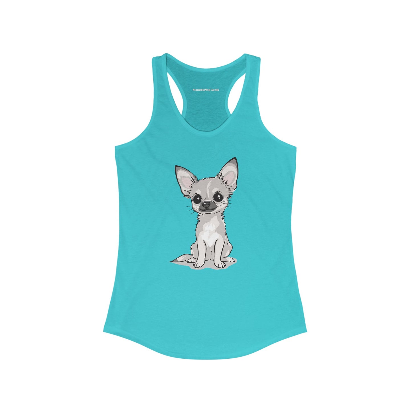 White Chihuahua Puppy Dog Tank Top Women's Racerback Tank Tops with Tan Chihuahuas Puppies Dogs Design