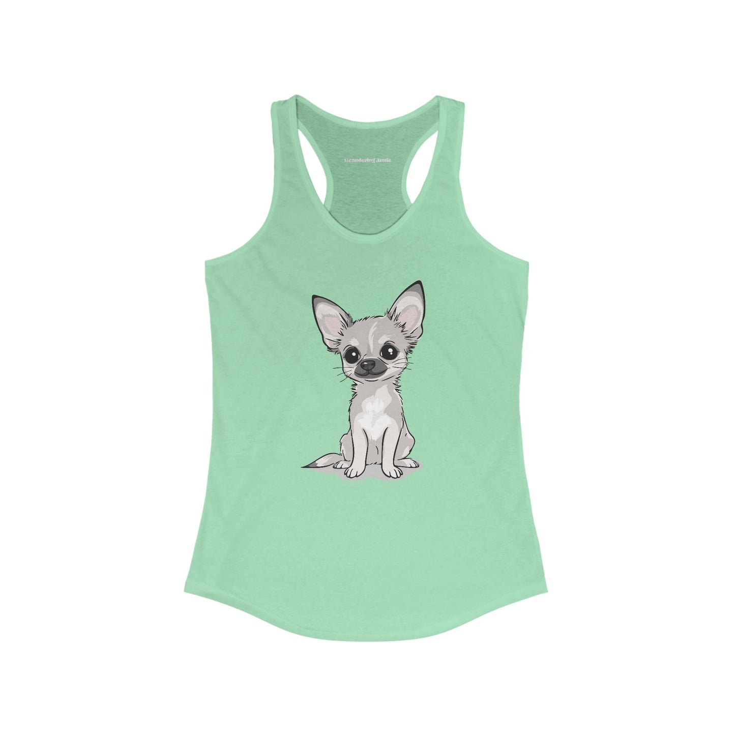 White Chihuahua Puppy Dog Tank Top Women's Racerback Tank Tops with Tan Chihuahuas Puppies Dogs Design