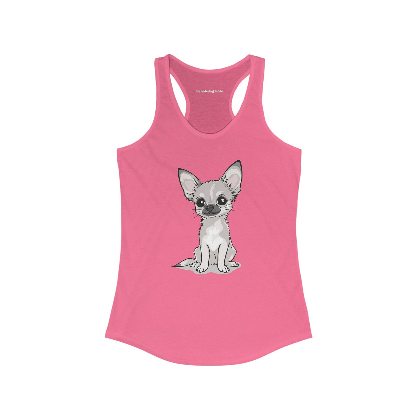 White Chihuahua Puppy Dog Tank Top Women's Racerback Tank Tops with Tan Chihuahuas Puppies Dogs Design