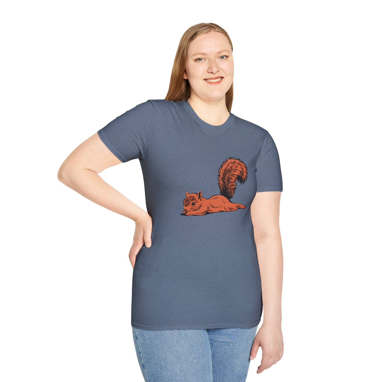 Just Chillin' Squirrel Splooting Soft T-shirt - Mens Womens Unisex Softstyle Tee