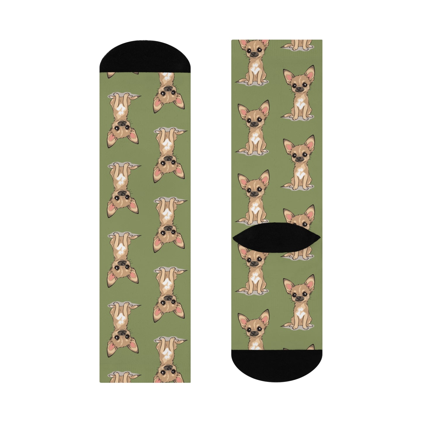Twila Chihuahua Puppy Dog Pattern Cushioned Crew Socks With Cute Doggy Chihuahuas Dogs Pet Print