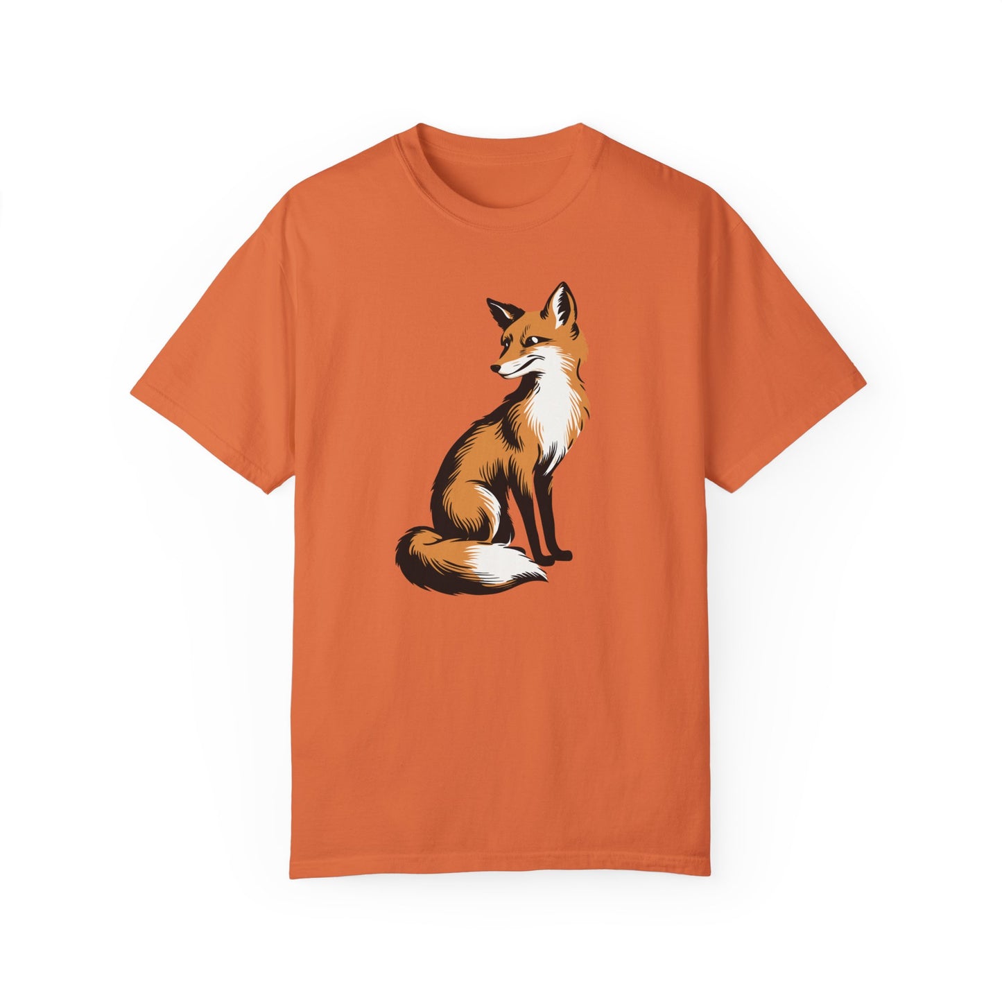 Fox T-shirt Mens Womens Unisex Garment-Dyed Tee with Fox Art Design