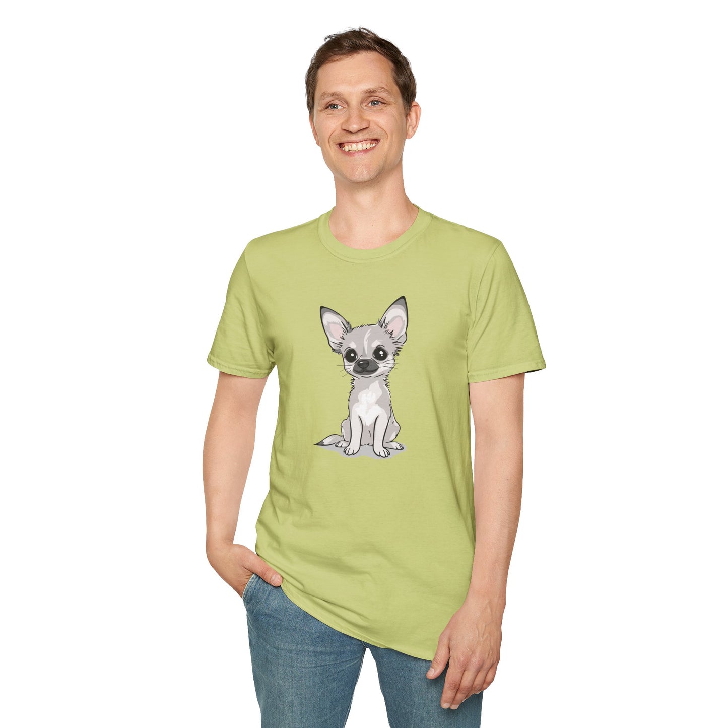 White Chihuahua Puppy Dog T-Shirt - Mens Womens Unisex Cotton Chihuahuas Dogs Pet Short Sleeve Tee Puppies Design Shirts