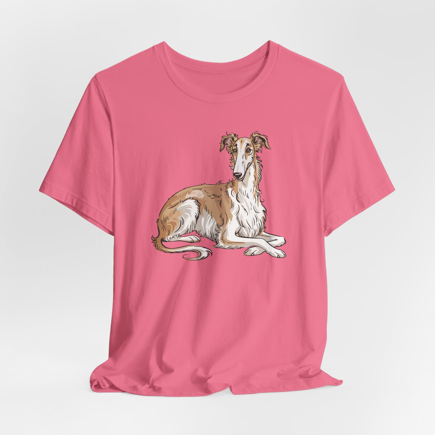 Borzoi Dog Tee | Russuan Hunting Sighthound Dogs Illustration T-Shirt, Cotton Pet Owner Apparel Unisex Shirts