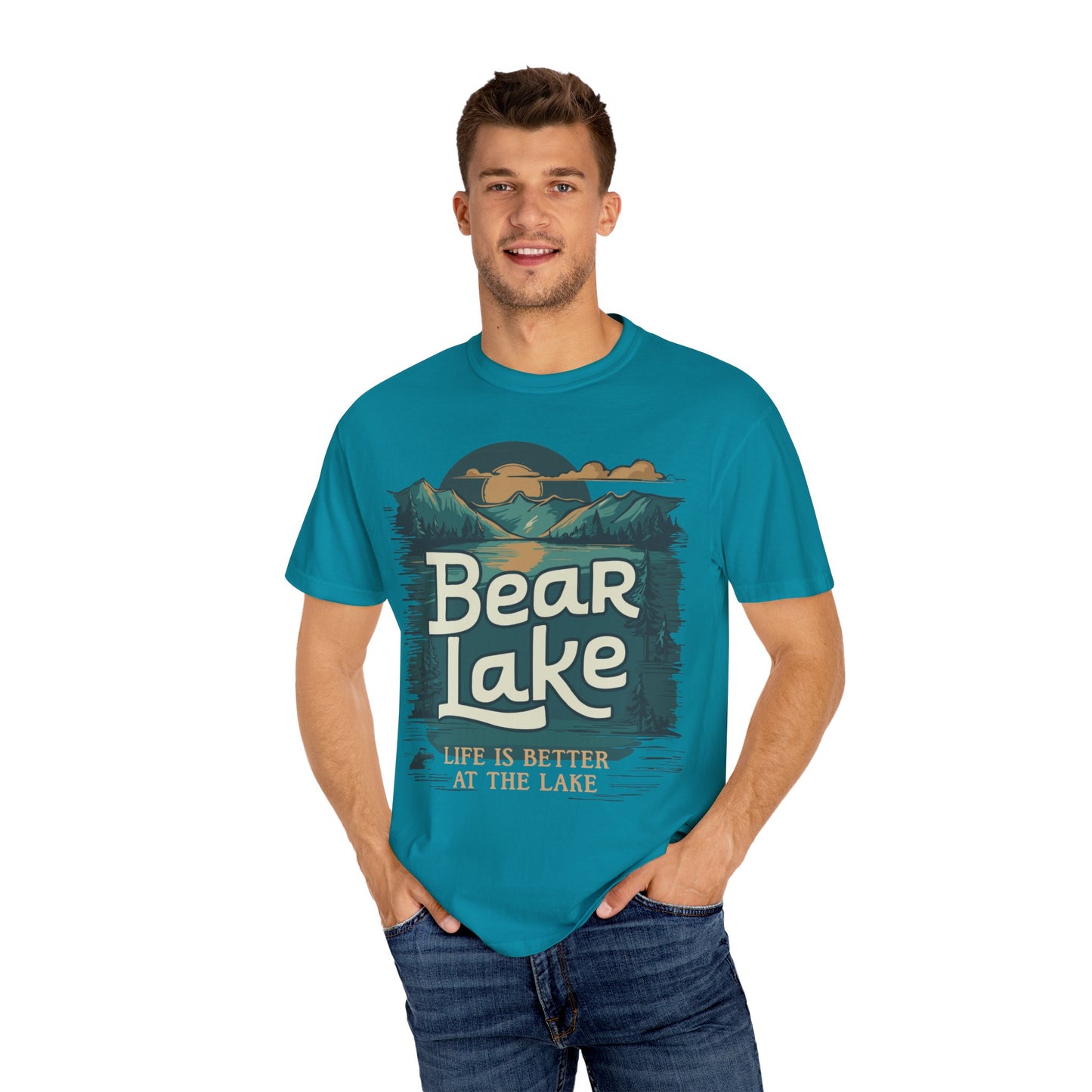 Bear Lake Summer Vacation Mens Womens Unisex Garment-Dyed T-shirt - Utah Idaho Travel Graphic Tees