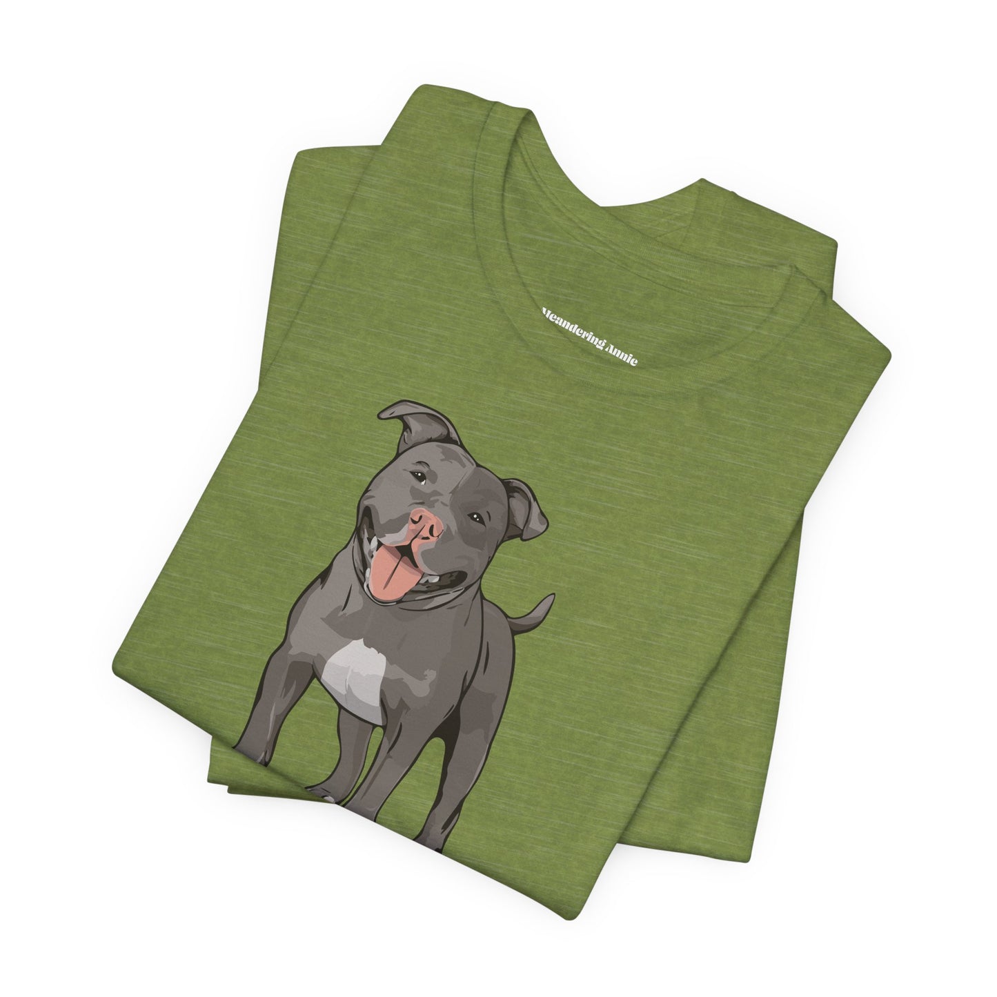 Gray Pitbull Dog T-shirt: Pit Bull Puppy Dogs Unisex Short Sleeve Tee, Pet Owner Gift, Dog Mom Dad Shirt