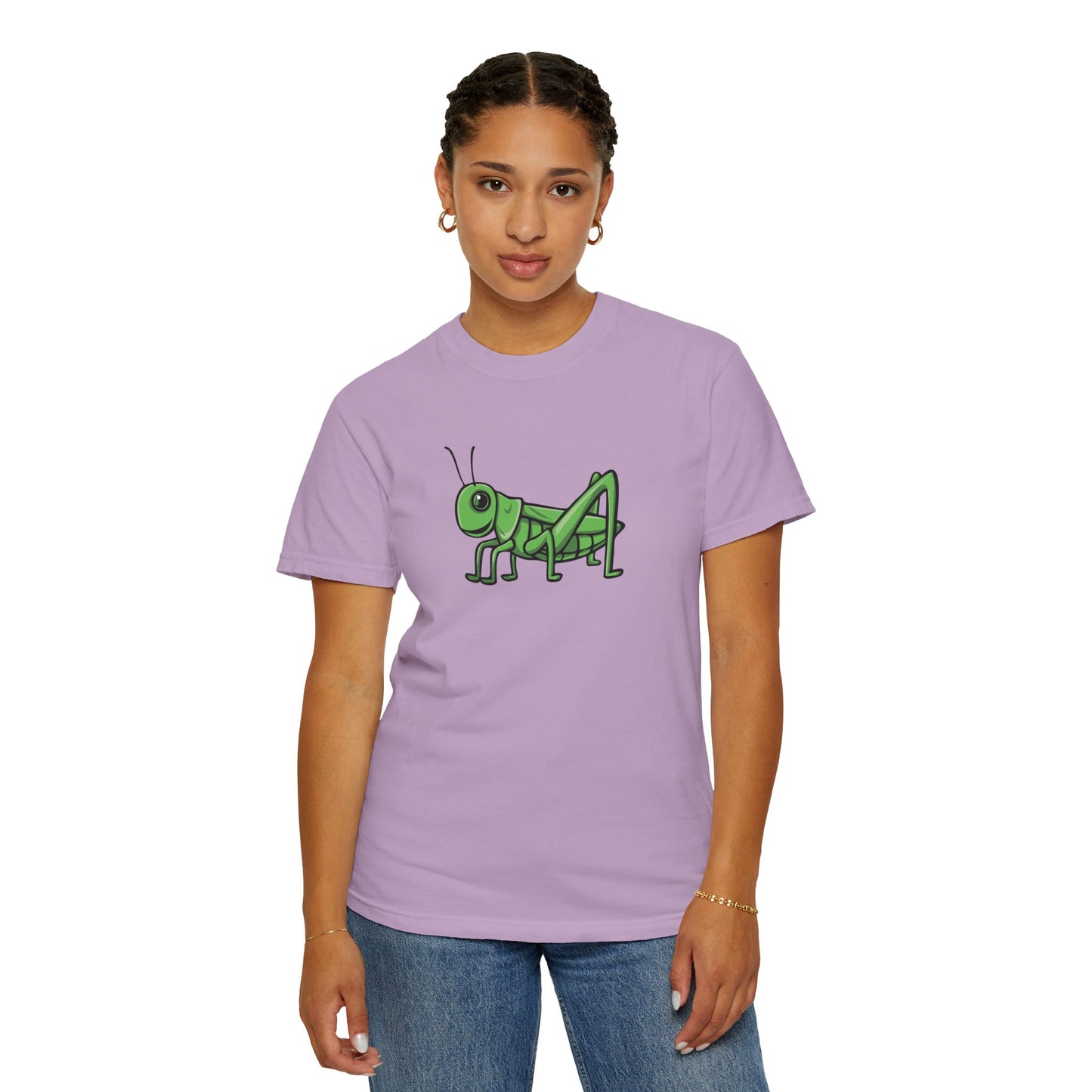 Grasshopper T-shirt Unisex Garment-Dyed Tee with Grass Hopper Bug Insect Print Mens Womens Tshirt