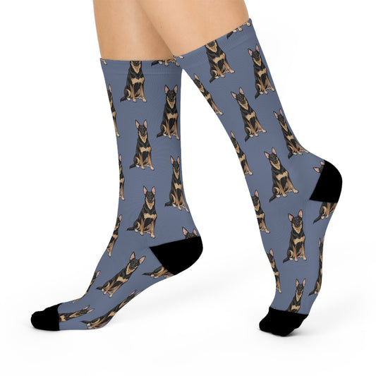 Buddy German Shepherd Dogs Cushioned Crew Socks: Dog Lover Gift, Cute Cozy Footwear, Fun Pet Socks