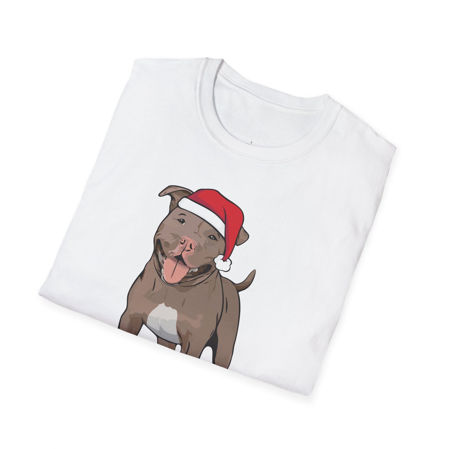 Santa Pitbull Dog Christmas Tee, Holiday Brown Pit Bull Terrier Dogs Pet Lover T-shirt, Family Xmas Shirts, Mens Womens Unisex Tees