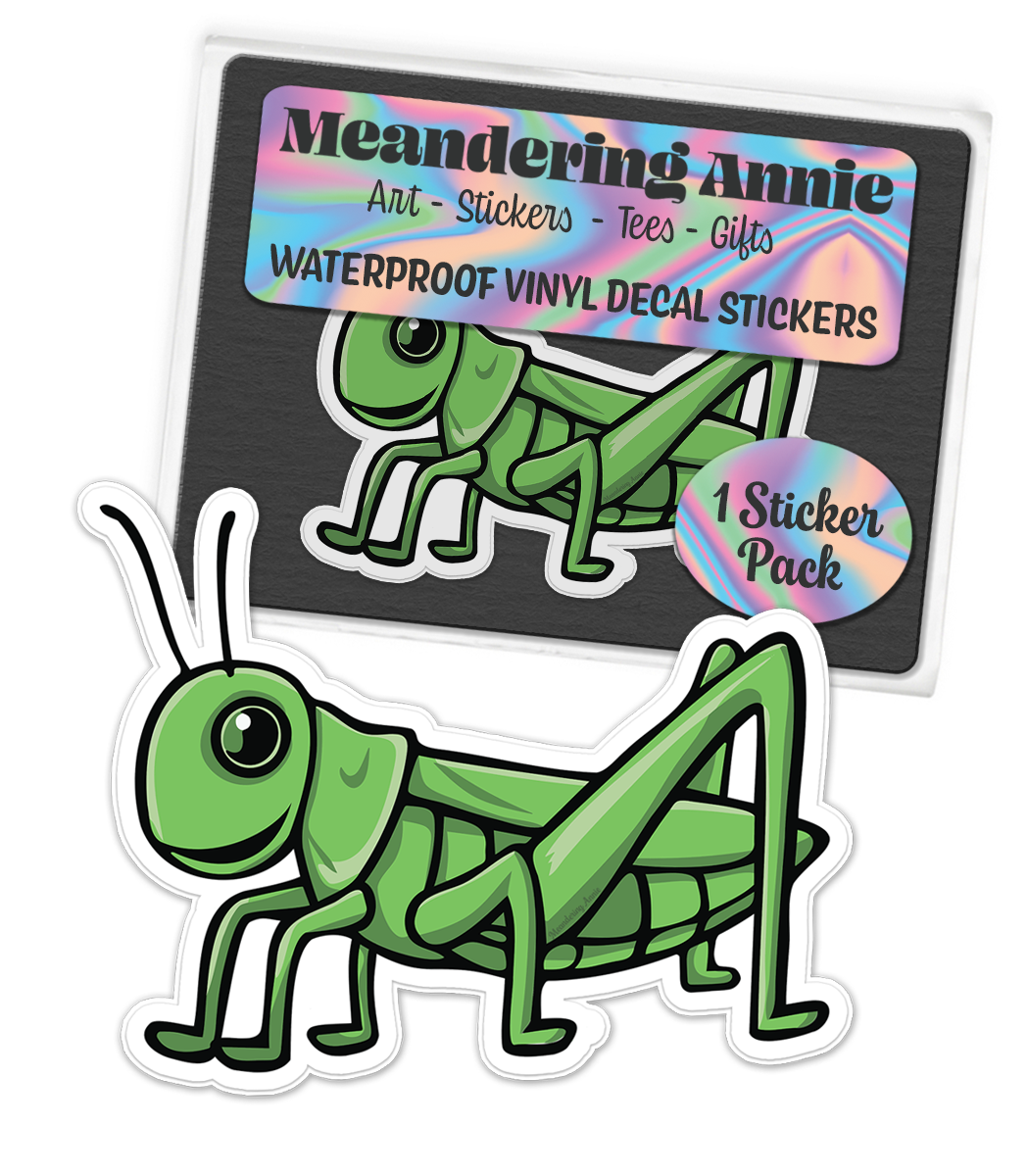 3" Grasshopper Stickers - Waterproof, Fade-Resistant Decal Sticker Insect Bug Nature Decals