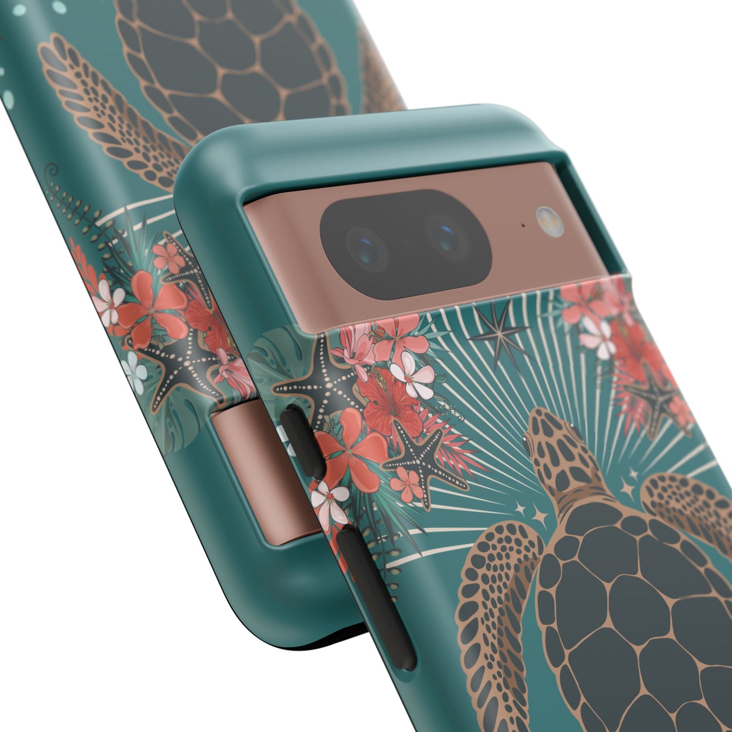Sea Turtle Illustration Phone Case | Ocean Turtles Coral Floral Pattern Cell Phone Cases - Iphone, Google Pixel, Samsung - Matte Finish