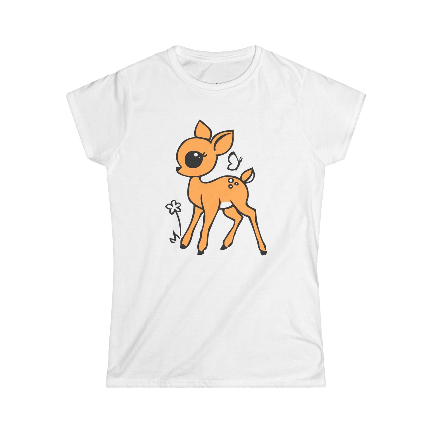 Fawn Baby Deer Ladies Soft T-shirt Women's Softstyle Tee