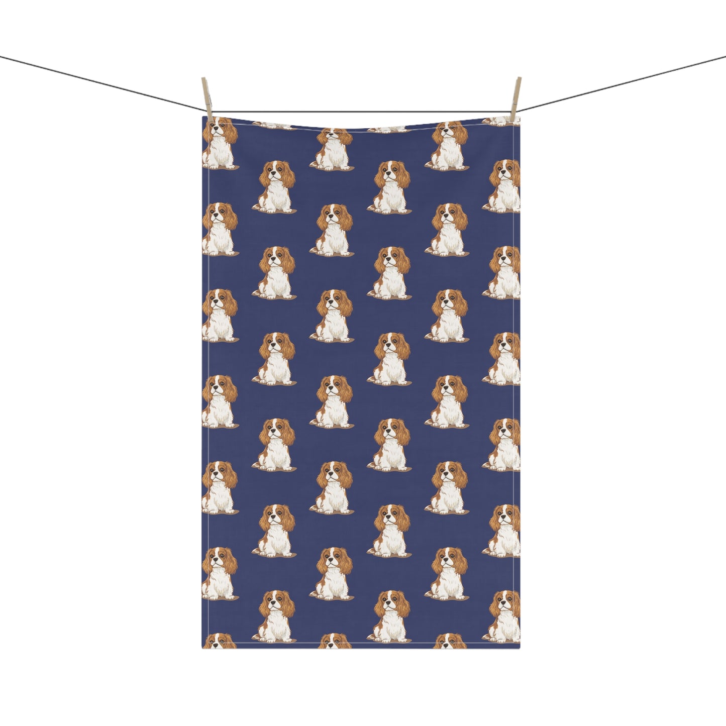 Navy Cavalier King Charles Puppy Dog Tea Towel, Kitchen Hand Towels Decor Gifts, Home Accessories Dogs Owners Gift Ideas