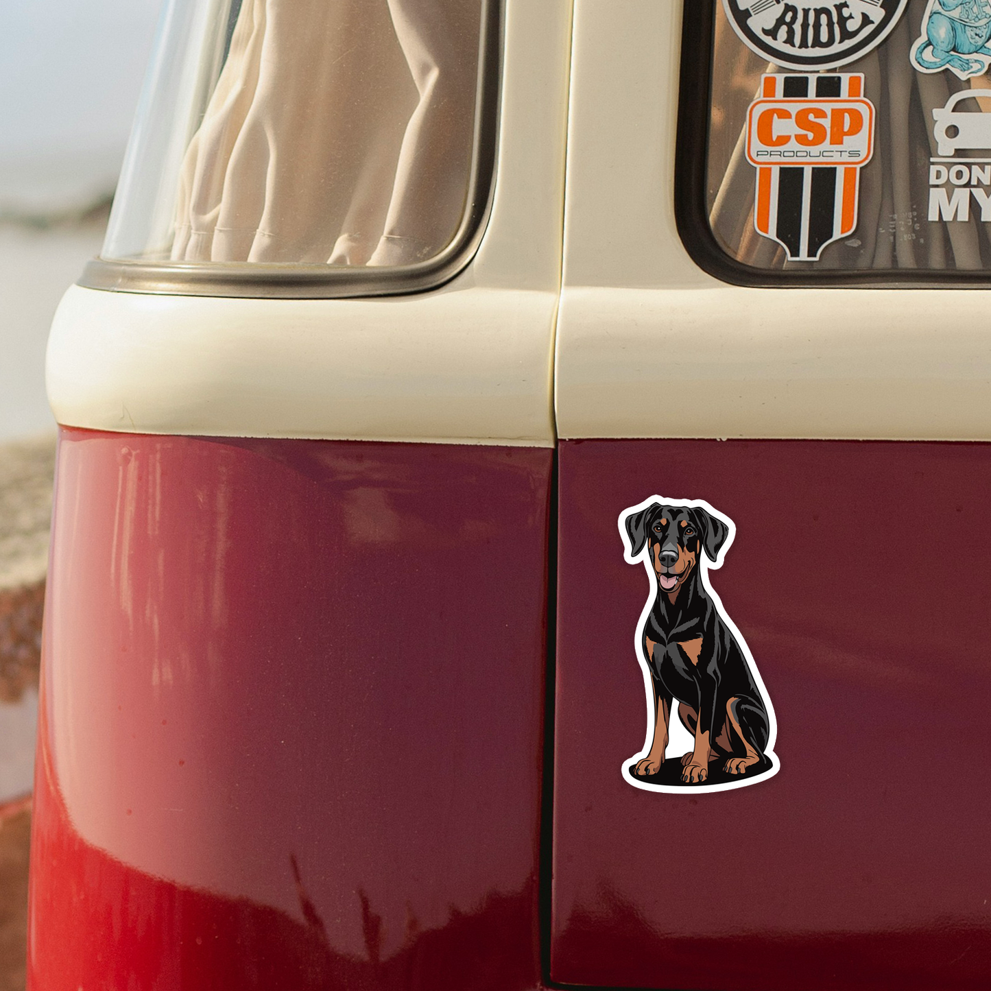 4" Doberman Pinscher Dog Sticker - Vinyl Decal Stickers Black Brown Dogs Design Waterproof Pup Pet Decals