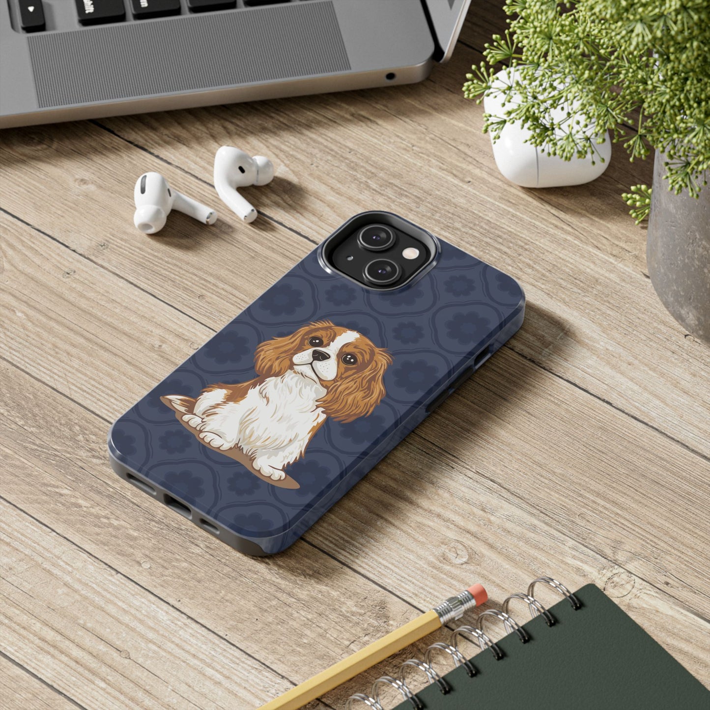 Cavalier King Charles Spaniel Dog Phone Case, Tough Phone Cases Pet Dogs Blue Pattern