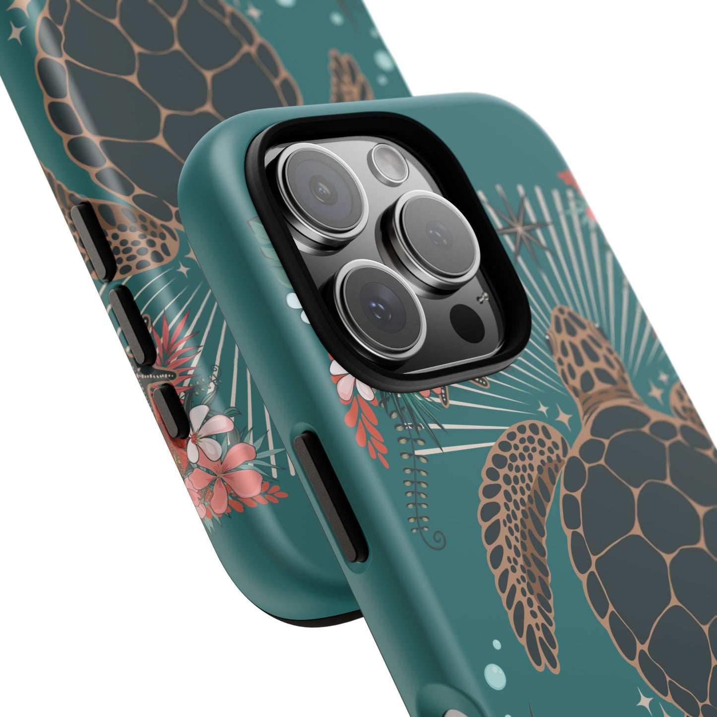 Sea Turtle Illustration Phone Case | Ocean Turtles Coral Floral Pattern Cell Phone Cases - Iphone, Google Pixel, Samsung - Matte Finish