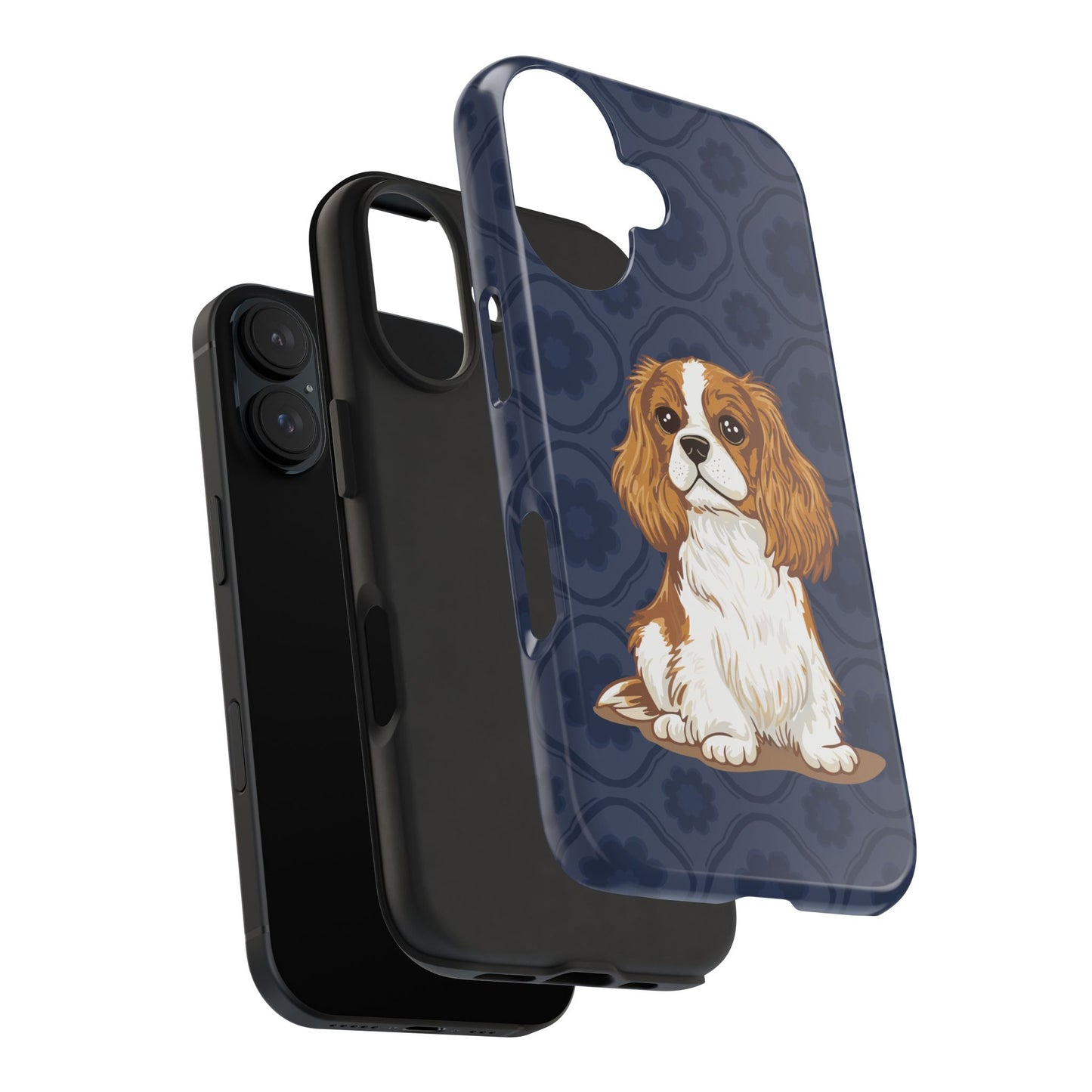 Cavalier King Charles Spaniel Dog Phone Case, Tough Phone Cases Pet Dogs Blue Pattern