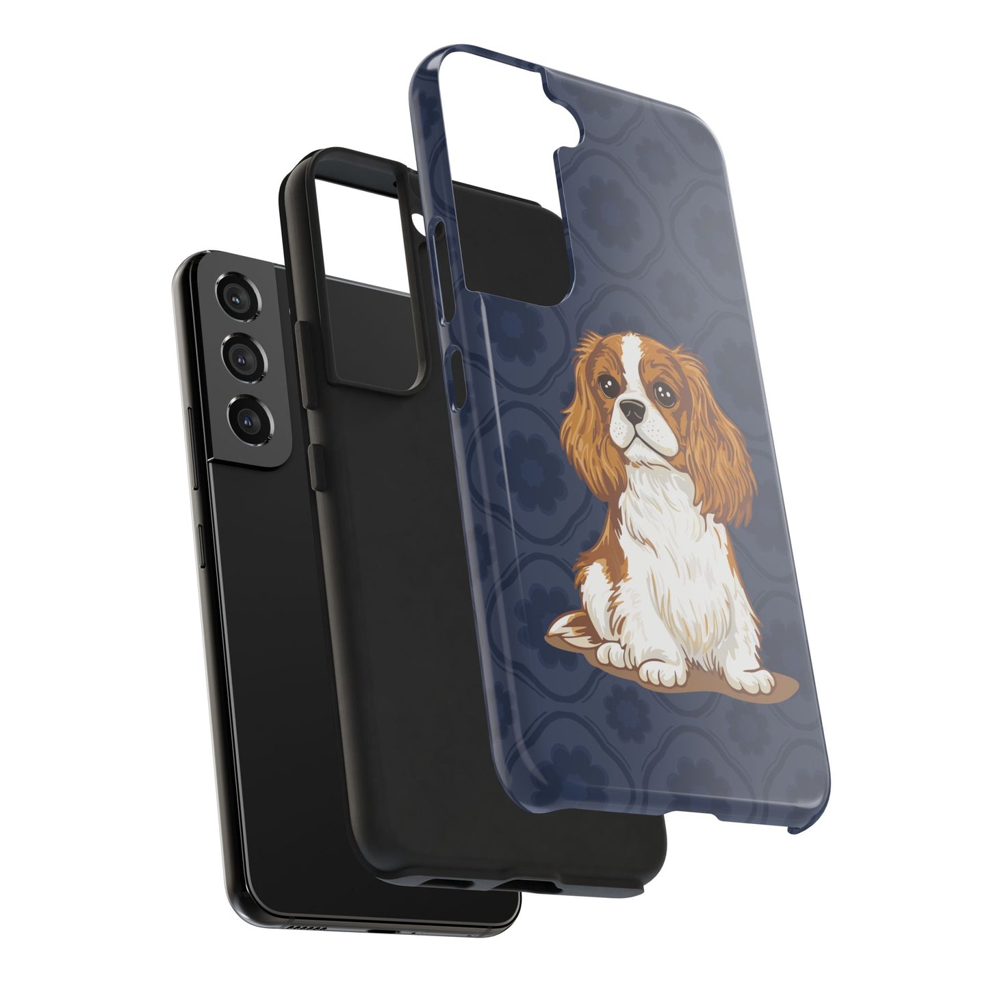 Cavalier King Charles Spaniel Dog Phone Case, Tough Phone Cases Pet Dogs Blue Pattern