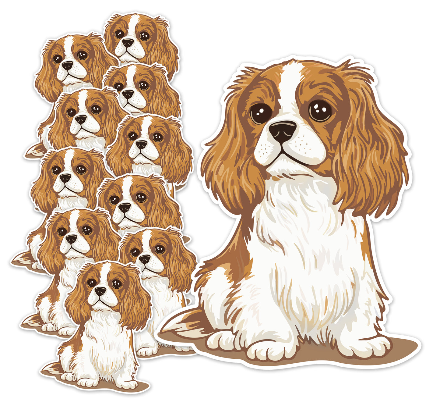 2" Louie Blenheim Cavalier King Charles Spaniel Puppy Dog Stickers - Waterproof, Fade-Resistant Decal Sticker Bundles