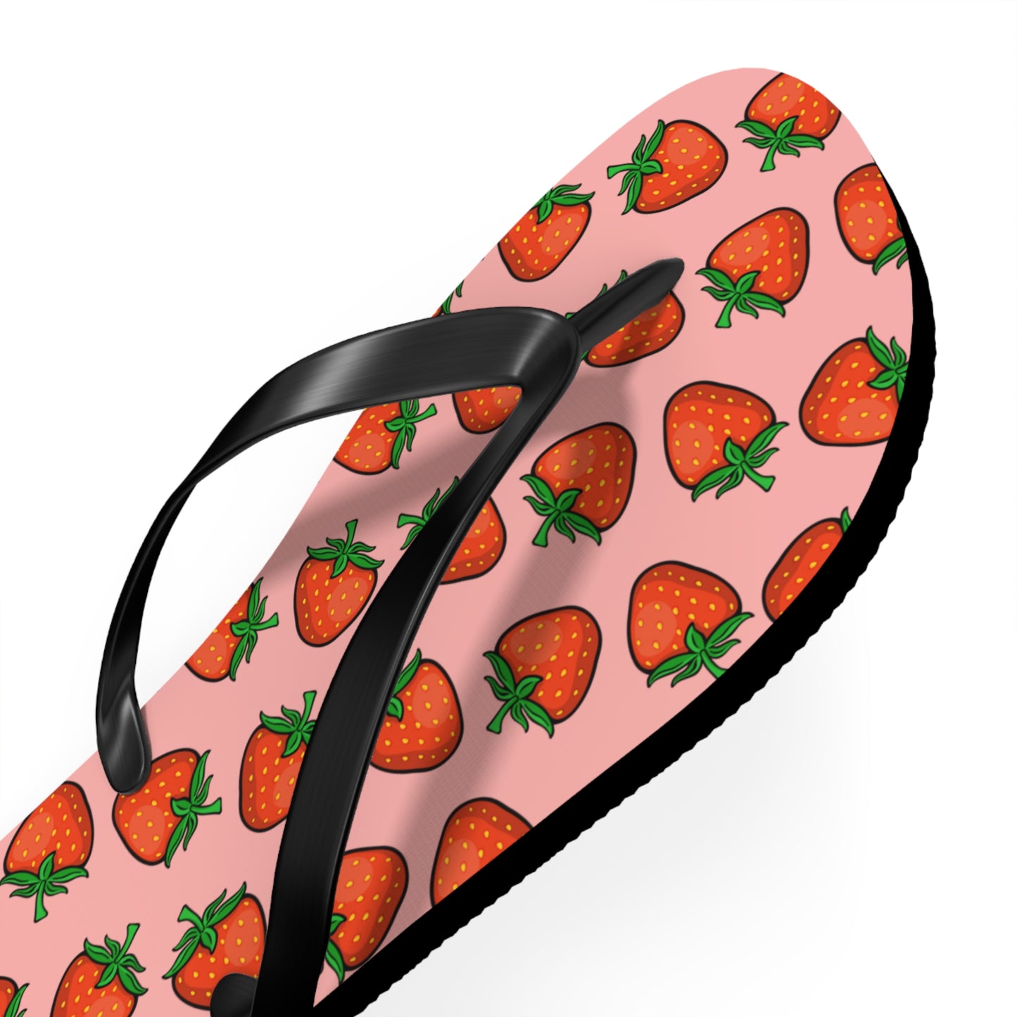 Strawberry Pattern Flip Flops | Pink Strawberries Fruit Summer Beach Sandals, Women's Beach Pool Footwear
