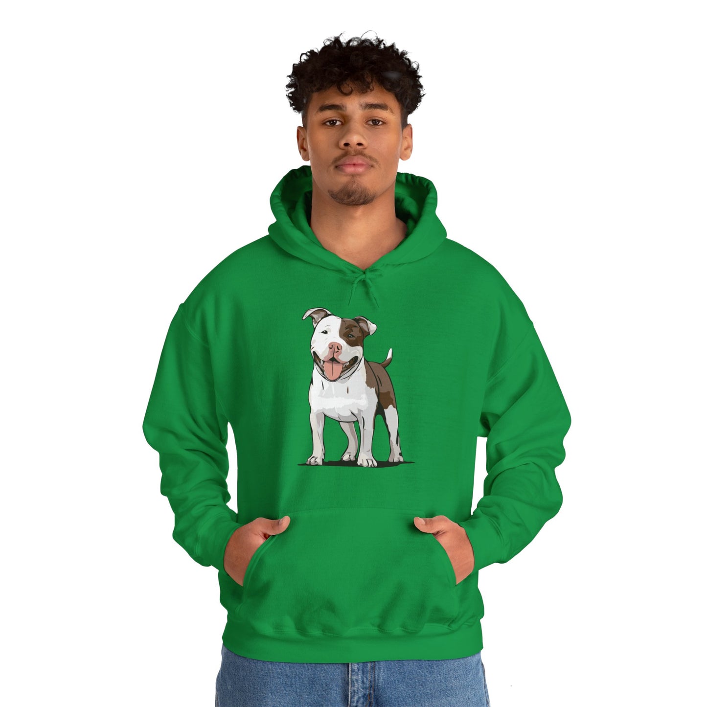 Ollie Dog Pulliver Hoodie Unisex Heavy Blend Hooded Sweatshirt with Pit Bull Dog Pet Design