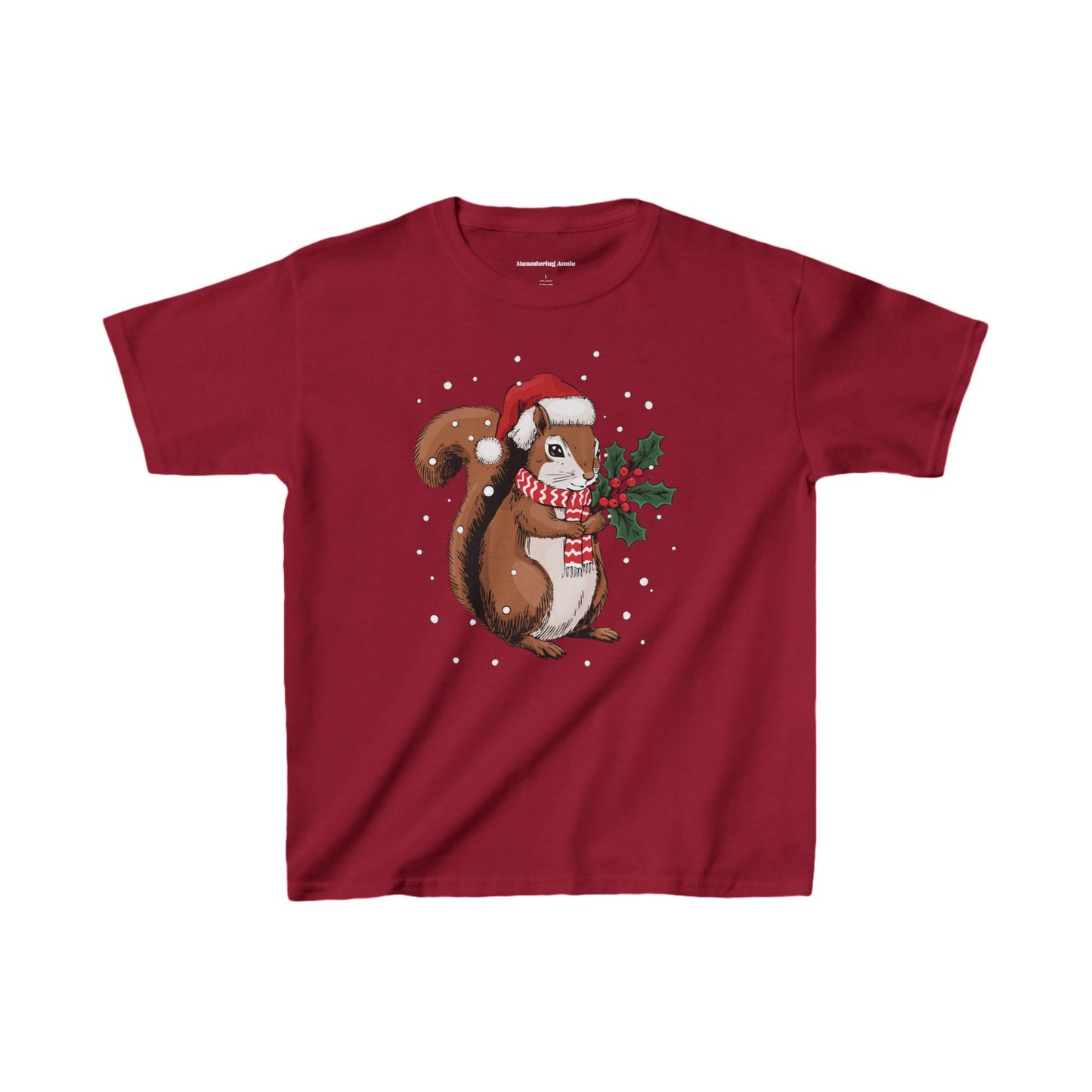 Christmas Squirrel Kids T-shirt, Festive Holiday Xmas Santa Squirrels Children's Tee, Cute Snowy Winter Animal Clothes For Youth Boys Girls