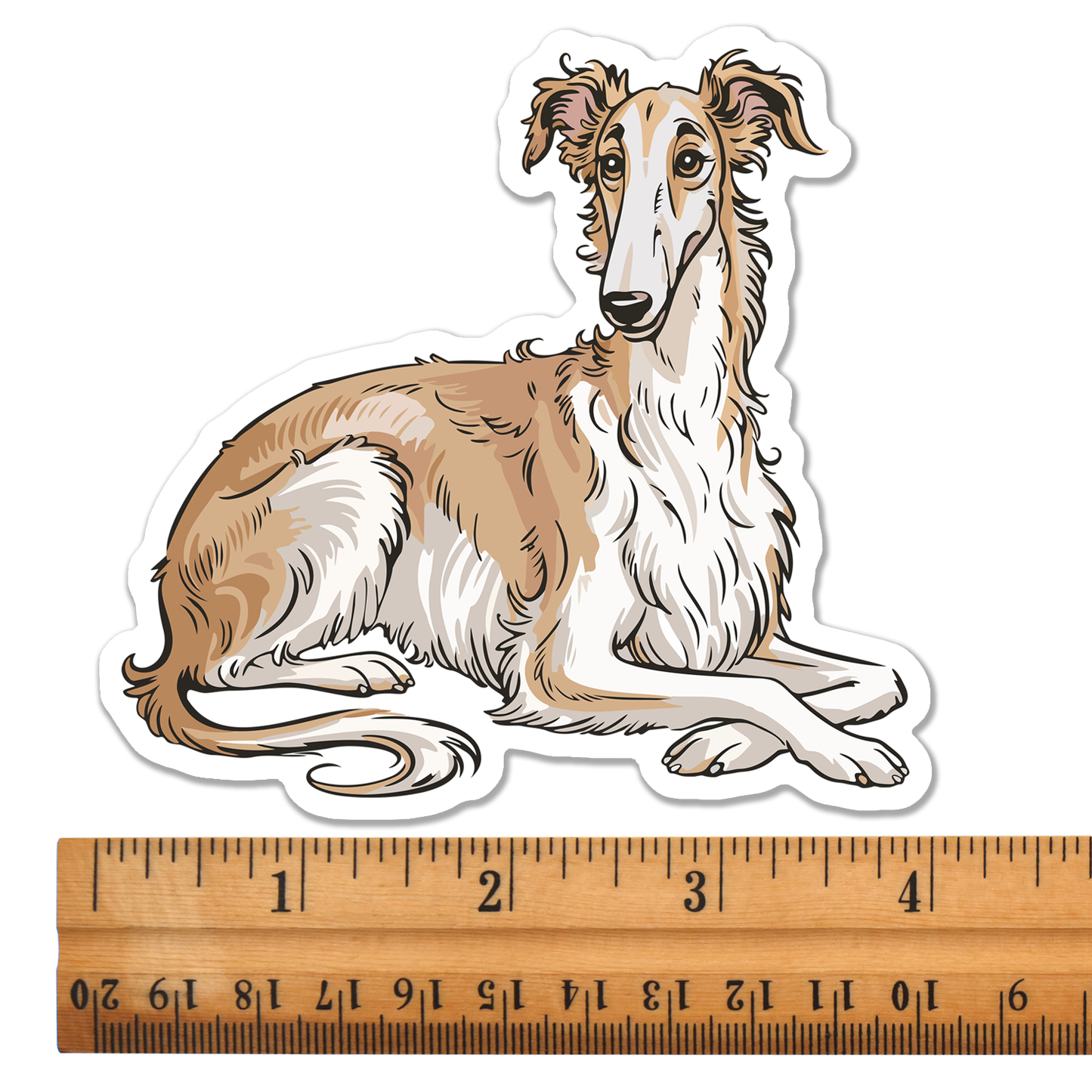 4" Borzoi Dog Sticker - Cream & Tan Russian Wolfhound Dogs Vinyl Decal Stickers Waterproof Borzois Pup Pet Decals