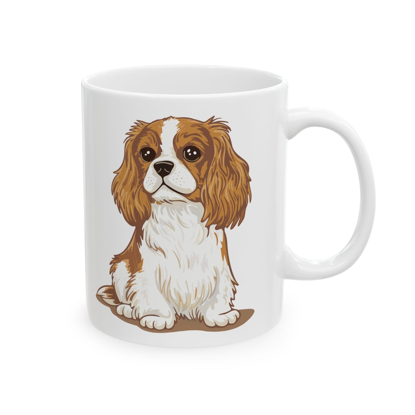 Blenheim Cavalier King Charles Spaniel Dog White Ceramic Mug 11oz with Pet Dogs Cavaliers Puppy Print Coffee Mugs Gifts