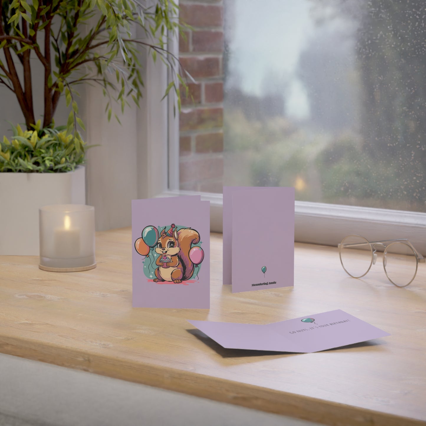 Birthday Party Squirrel Greeting Cards - Cute Bday Squirrels Design, Celebration Card, Fun Gifts, 1-50 Pack With Envelopes