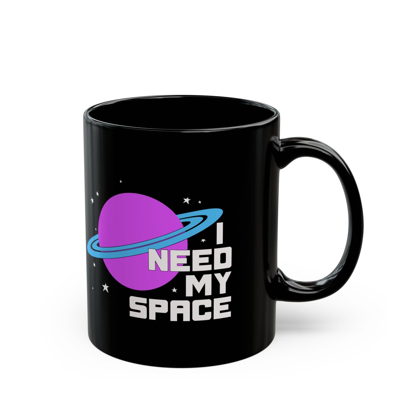 I Need My Space Black 11 Oz Ceramic Coffee Mug Outer Space Planet Science Introvert Tea Mugs Kitchen Gifts