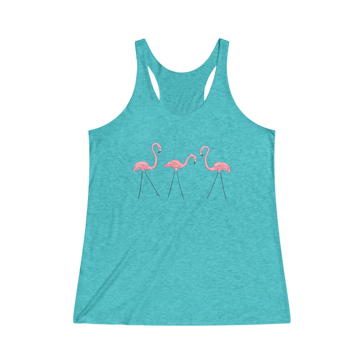 Pink Plastic Flamingos Women's Tri-Blend Racerback Tank Top - Lawn Flamingo Design