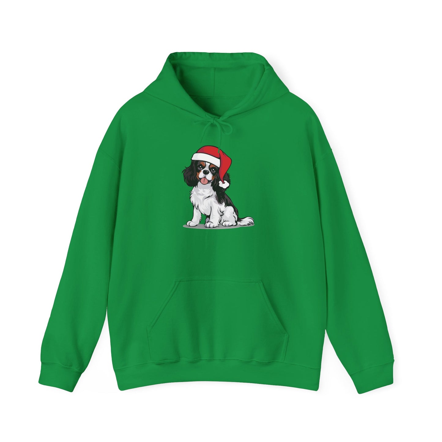 Christmas Cavalier King Charles Spaniel Dog Pullover Hoodie, Festive Holiday Xmas Dogs In Santa Hat Hooded Sweatshirt, Winter Hoodies