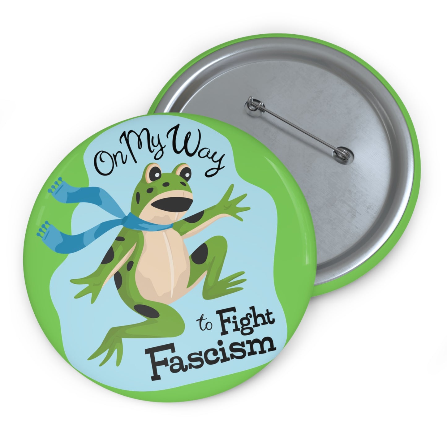3" Inflatable Frog Costume Pin Buttons, Funny Activist Blow Up Frogs Badges, Leftist Liberal Political Humor, Anti-Fascism Protest Pins