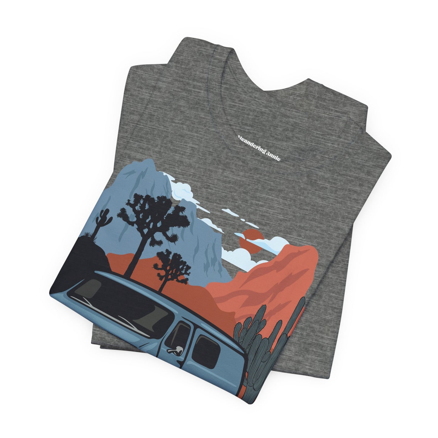 Retro Camper Van T-Shirt | Desert Landscape, Vanlife Cactus Joshua Tree Road Trip Graphic Tee